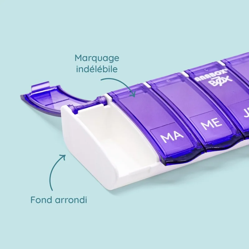 Pilulier hebdomadaire Anabox Box7 Violet