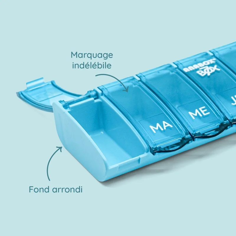 Pilulier hebdomadaire Anabox Box7 Bleu-Turquoise