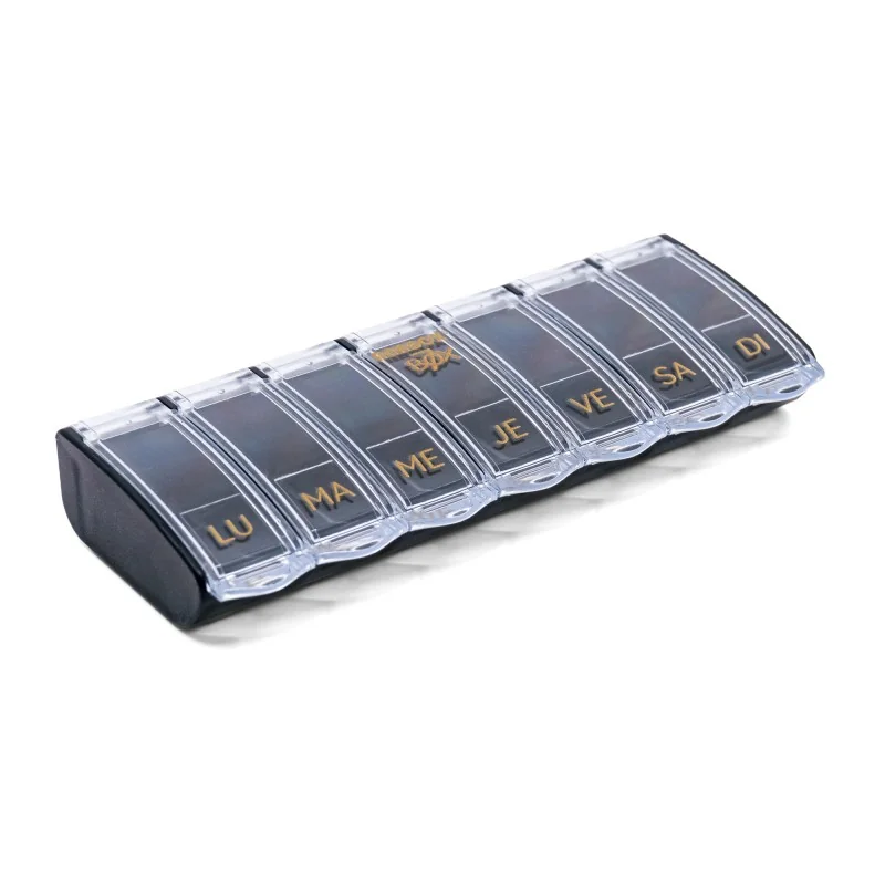 Pilulier Box7 noir avec étui de protection