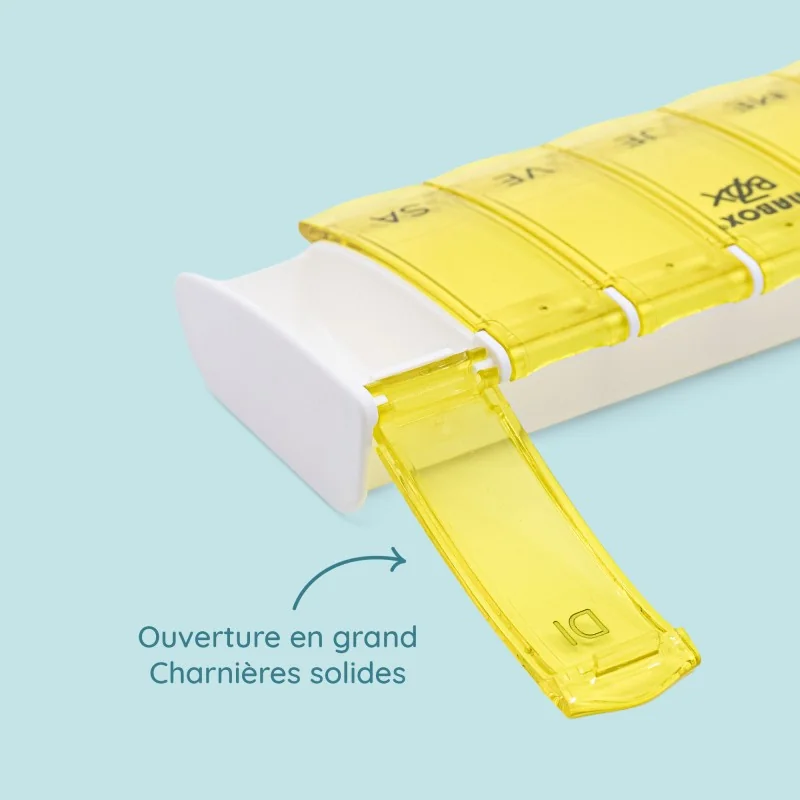 Pilulier Box7 jaune avec étui de protection