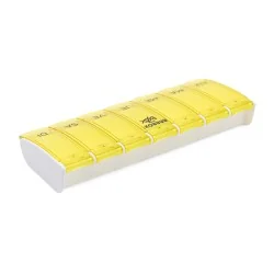 Pilulier Box7 jaune avec étui de protection