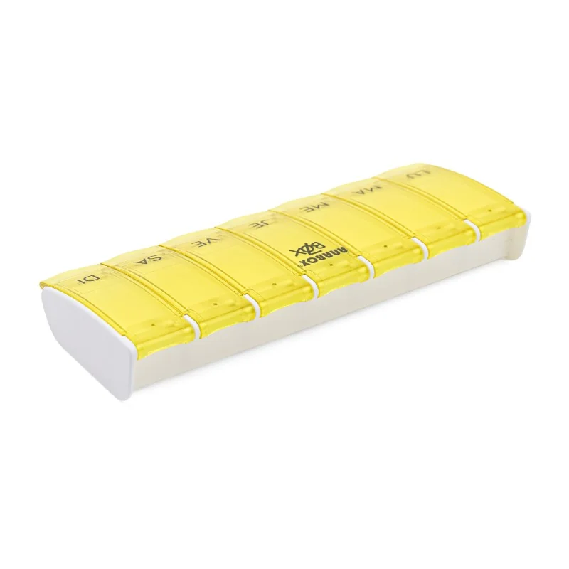 Pilulier Box7 jaune avec étui de protection