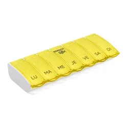 Pilulier Box7 jaune avec étui de protection