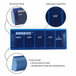 Pilulier journalier Anabox 5 prises par jour Bleu Ciel