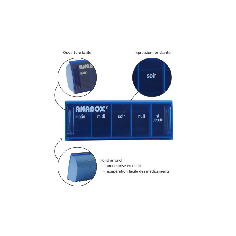 Pilulier journalier Anabox 5 prises par jour Bleu Ciel