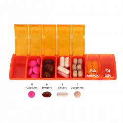 Pilulier hebdomadaire Anabox Box7 Orange - gélules