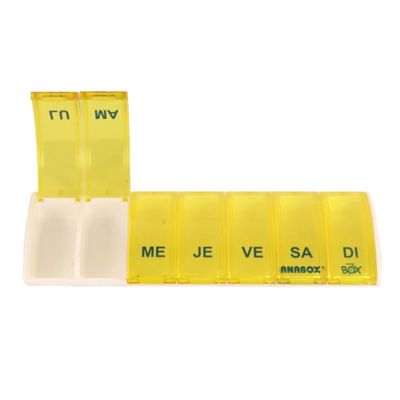 Pilulier Box7 jaune avec étui noir