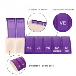 Pilulier Box7 violet avec étui noir - zoom