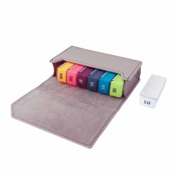 Pilulier semainier Anabox Multicolore Matin Midi Soir avec étui taupe clair