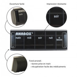 Pilulier journalier Anabox 5 prises par jour Anthracite - zoom