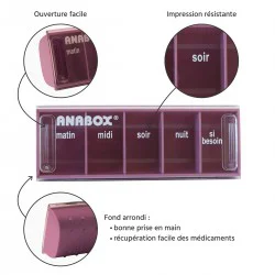 Pilulier journalier Anabox 5 prises par jour Lilas - zoom