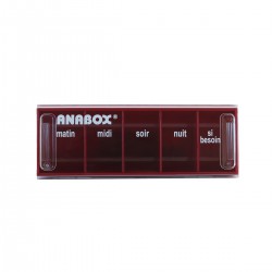 Pilulier journalier Anabox 5 prises par jour Rouge Bordeaux