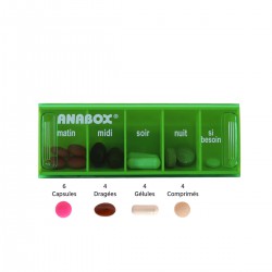 Pilulier journalier Anabox 5 prises par jour Vert Anis - gélules