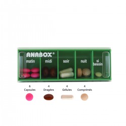 Pilulier journalier Anabox 5 prises par jour Vert Clair - gélules