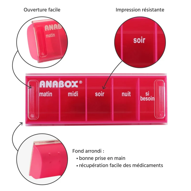RECONDITIONNE Pilulier à la semaine Anabox Arc en ciel avec étui